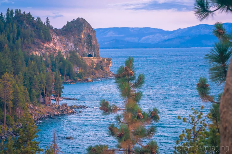 Audrey Cramer Photography's fine art landscape photograph of the Cave Rock tunnel and pine trees at Lake Tahoe, Nevade